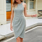 Jasambac Women Halterneck Party Dress Cut-out Shoulder Wrap Hem Bodycon Dress