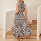 Jasambac Women Elastic Waist Dress Sleeveless Half High-Neck Flared A-Line Dress