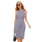 Jasambac Women Halterneck Party Dress Cut-out Shoulder Wrap Hem Bodycon Dress